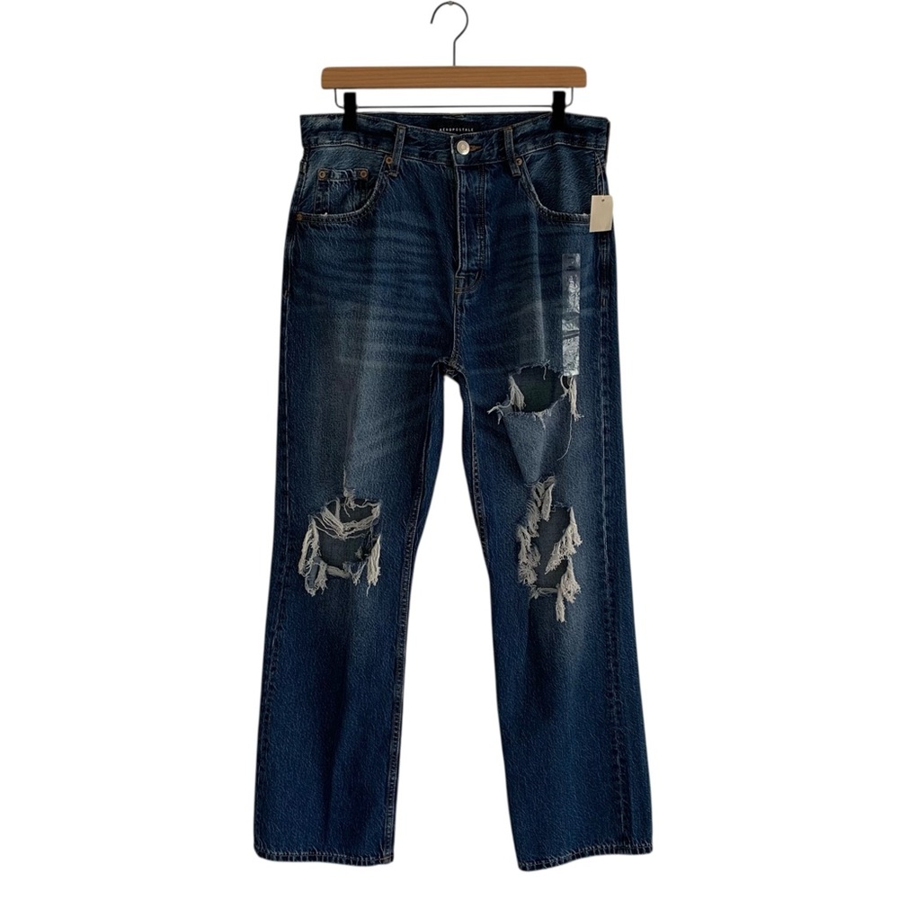 Aero 90’s Baggy Ripped Button Fly Jeans (Destroyed Distressed Hippie Thrashed)
